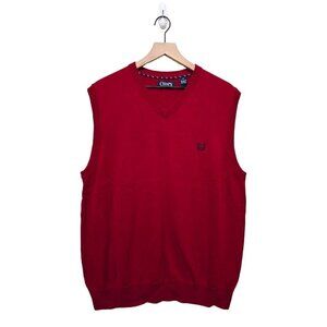 Chaps Red Sleeveless V-Neck Cotton Sweater Vest Sz L